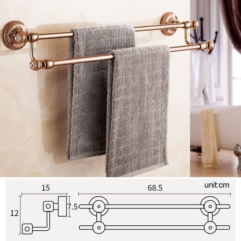 Hand Towel Bar Rack, Bathroom Towel Holder, Rose Gold Bathroom, Bathroom Hotel/Home Bathroom Storage Towel Rack, Towel Rail, Bathroom Shelf/Double Pole Bathroom (Color : Double Pole)