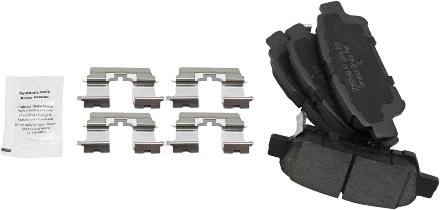 TRQ Rear Brake Pad and Rotor Set Ceramic Solid Rotors Calipers Compatible with 2004-2010 Toyota Sienna
