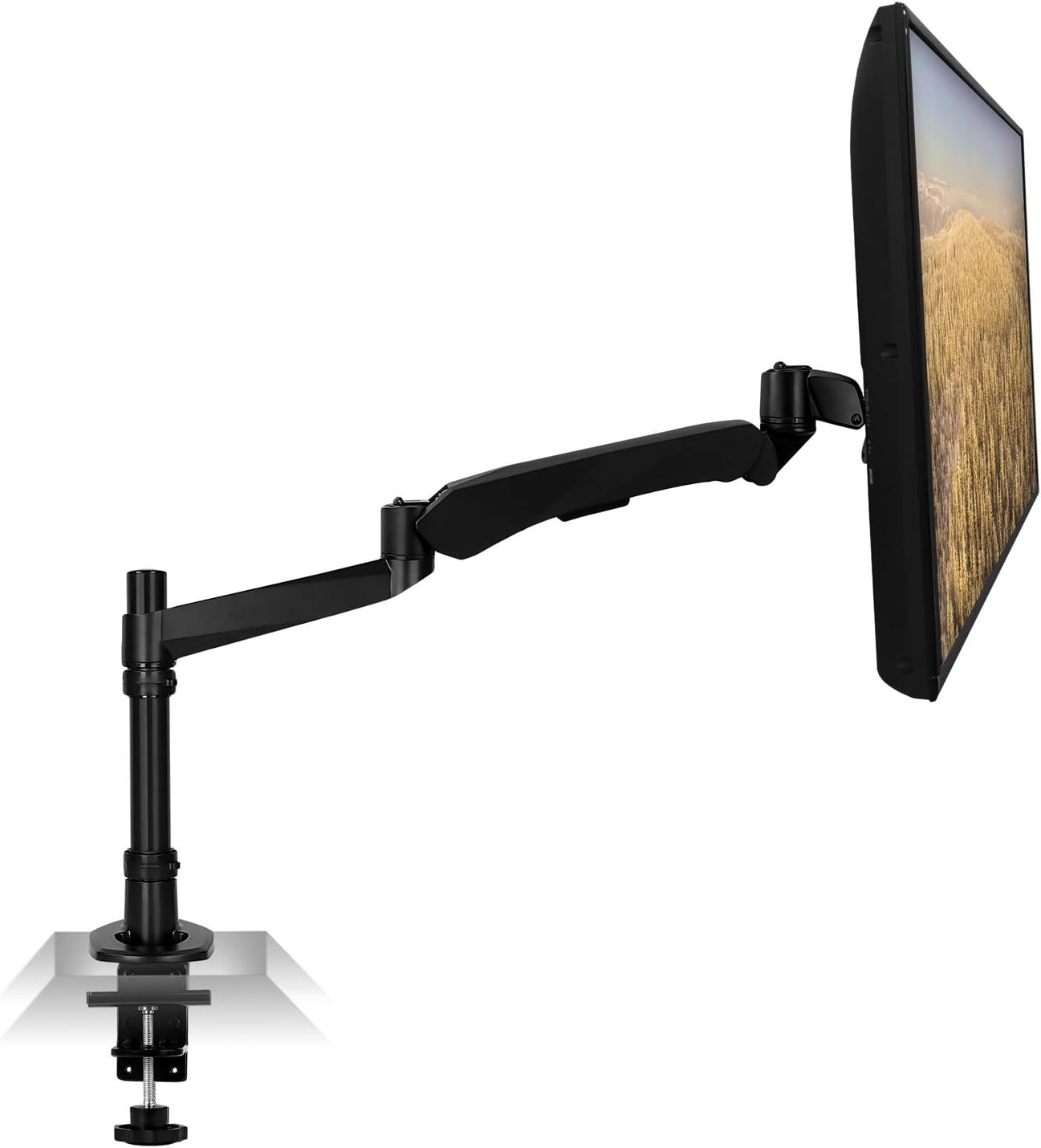 Mount-It! Premium Modular Monitor Desk Mount Arm Stand | Full Motion Gas Spring Arm Fits 19 21.5 24 27 32 Inch Computer Screens with 75 100 VESA Patterns | C-Clamp and Grommet Bases | Black
