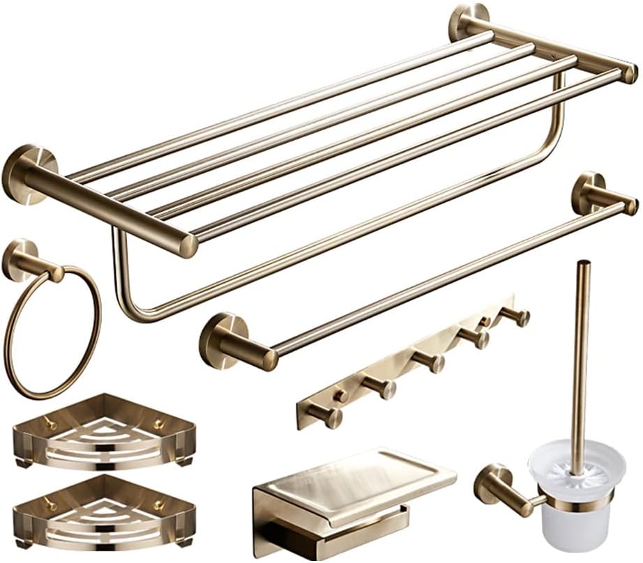 BTZHY Towel Rack Towel Rack Bathroom Hardware Set, Gold Towel Rack, Towel Bar, Towel, Toilet Paper Holder, Susbathroom Accessory Bathroom Hardware/Single Rod The New