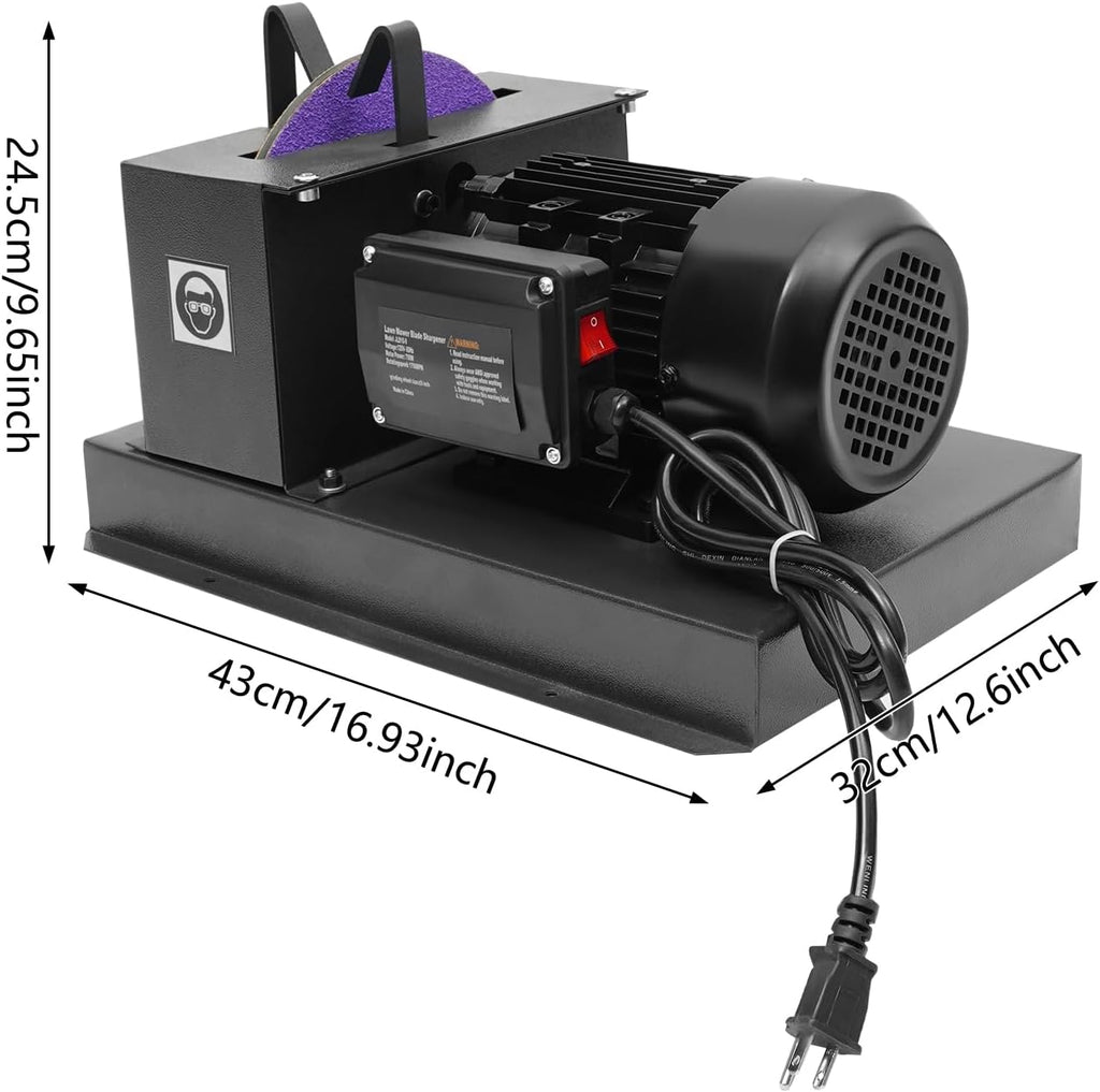 Lawn Mower Blade Sharpener, 1HP 750W Grinder with 9-Inch Ceramic Grinding Wheel, 1700 RPM Steel Mower Sharpening Machine, Heavy Duty Mower Sharper for Blades in Garden or Workshop, 120V