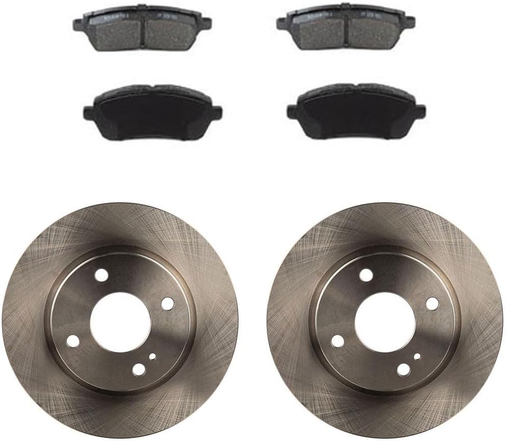 Front Rotors and Brake Pads Kit - Brake Kit Replacement for Ford Fiesta 2011 2012 2013 2014 2015 2016 2017 2018 2019 1.6L l4, for Ford Fiesta 2014 2015 2016 2017 1.0L l3