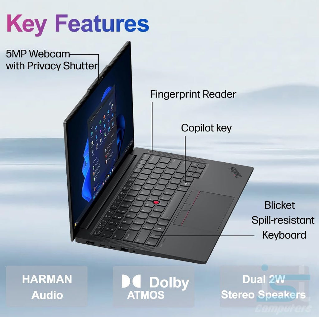 Lenovo ThinkPad E14 Gen 7 Business AI PC Laptop (14' FHD+, AMD Ryzen 7 250 (> Intel Ultra 7 155U), 32GB DDR5 RAM, 1TB SSD), Backlit KB, Fingerprint, 5MP Webcam, Ethernet, Wi-Fi, Win 11 Pro, 2026