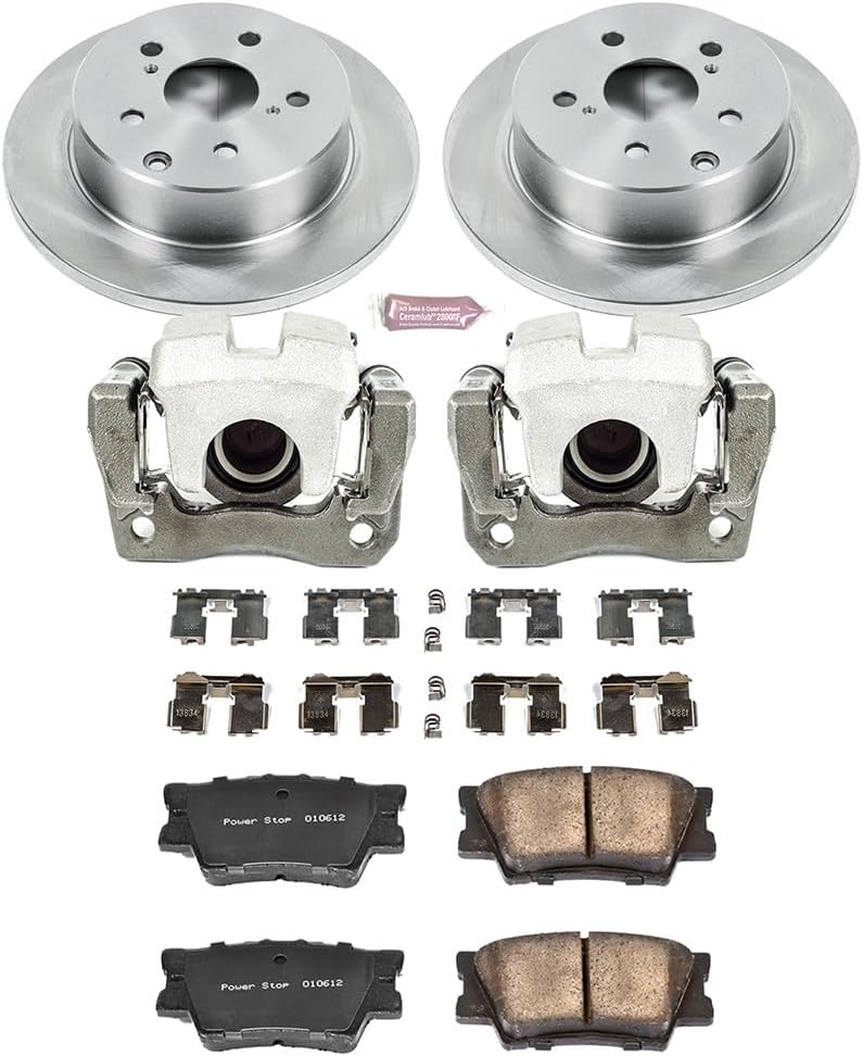 PowerStop Rear Brake & Caliper Kit for Toyota RAV4 2006-12 - Ceramic Brake Pads + Calipers + Disc Rotors Replacement, KCOE4671