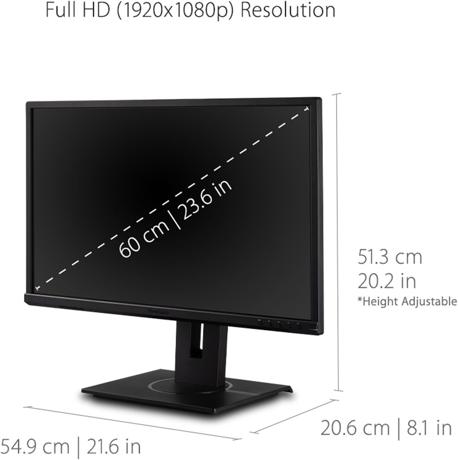 ViewSonic VG2440 24 Inch 1080p Monitor, VA Display for Smooth Home and Office Productivity, Advanced Ergonomics, HDMI, DisplayPort, VGA, and USB Inputs