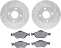 R1 Concepts Front Brake Kit Fits 2004-2012 Ford EcoSport; 2005-2009 Ford Fiesta| Semi Met Brake Pads and Drilled Slotted Brake Rotors| 10.2' Front