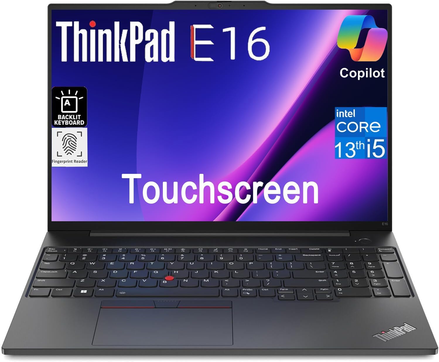 Lenovo ThinkPad E16 Business Laptop (16' FHD+ Touchscreen, Intel 13th Gen 10-Core i5-1335U, 16GB RAM, 512GB SSD), Backlit, Fingerprint Reader, FHD Webcam, Ethernet, Wi-Fi 6, Win 11 Pro, Black