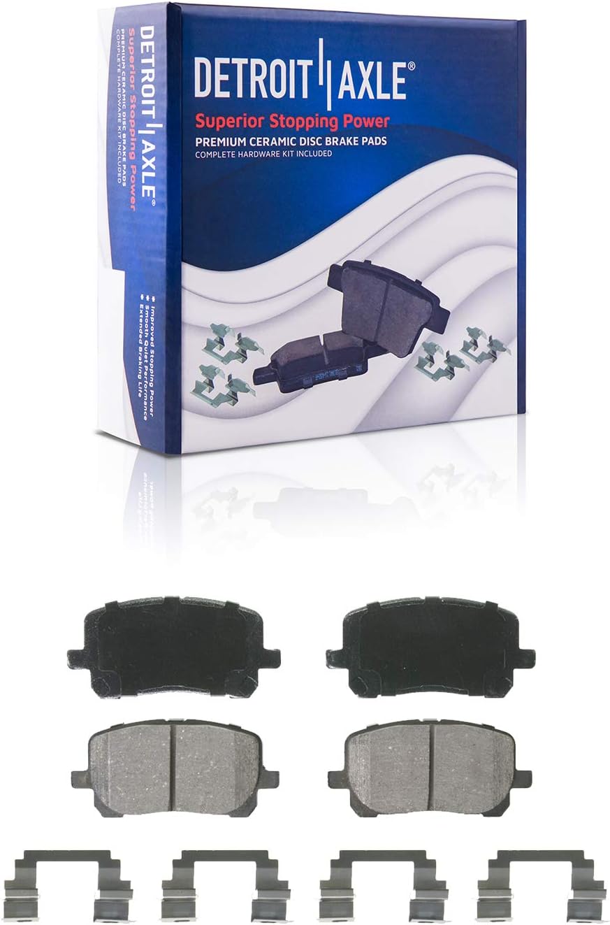 Detroit Axle - Front Disc Rotors Brake Pads + Left Brake Caliper Replacement for 2003-2008 Toyota Corolla Matrix Pontiac Vibe - 5pc Set