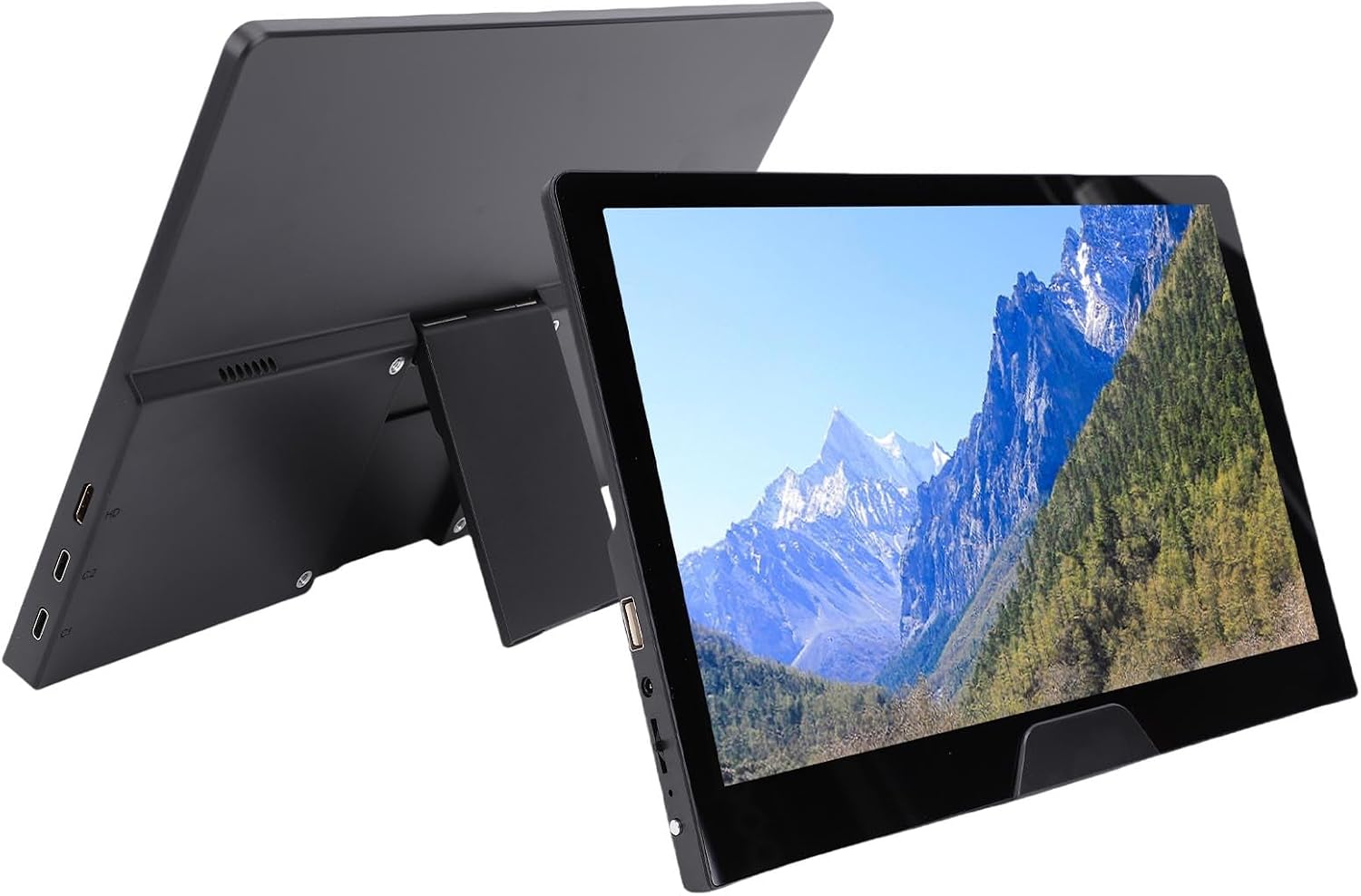 Asixxsix Portable Monitor 11.6 Inch, 2.5K FHD Touchscreen 120HZ, USB HDMI Type C mini HD, 3.5mm Headphone Jack, Lightweight Second Monitor with Stand, for Laptop PC, Plug & Play