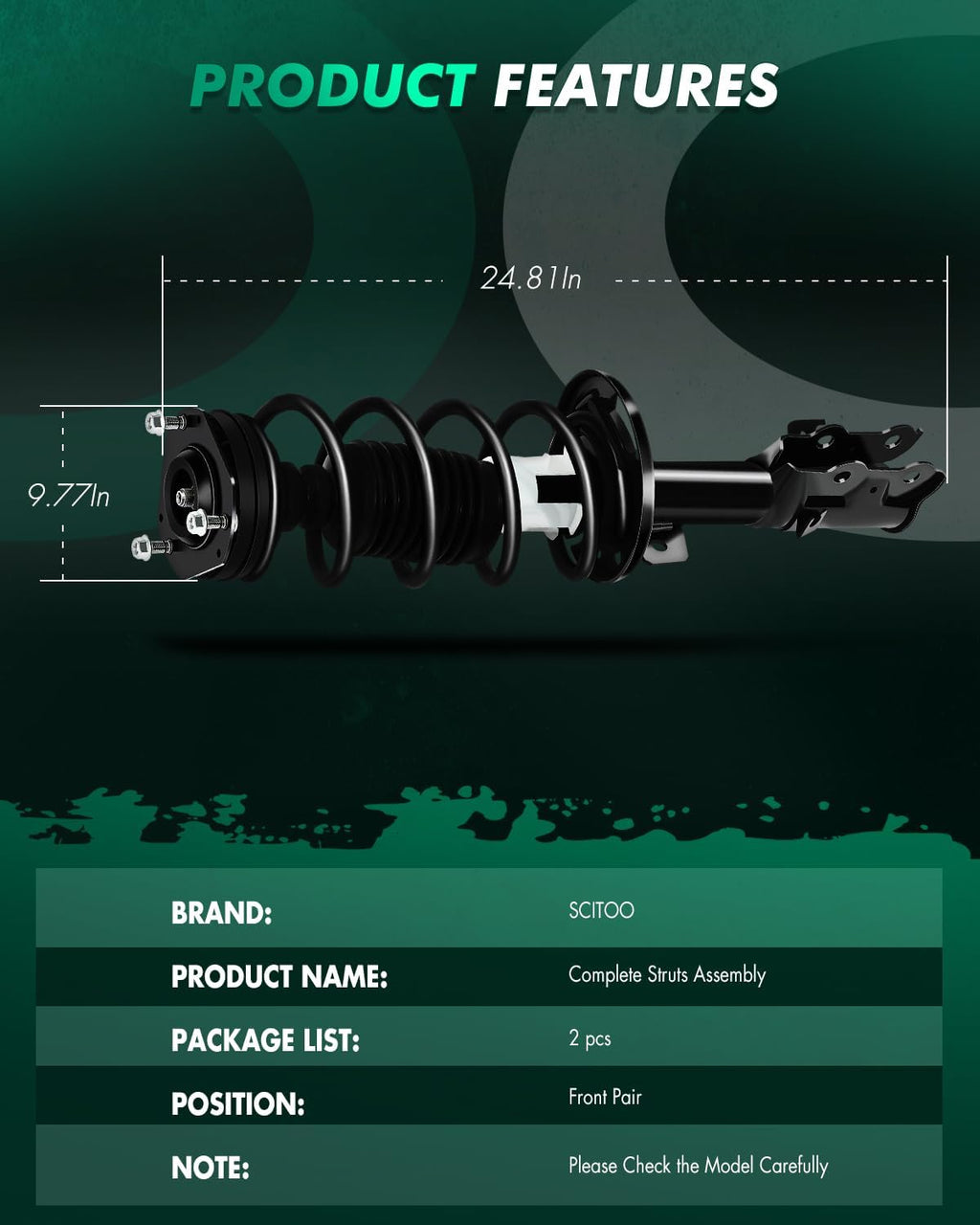 SCITOO - Front Complete Strut & Coil Spring Assembly Fits 2010 2011 2012 2013 for Ford Fiesta with 172525 172524 - Set of 2