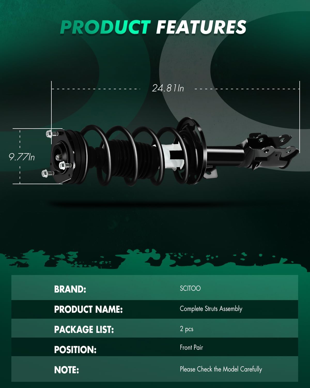 SCITOO - Front Complete Strut & Coil Spring Assembly Fits 2010 2011 2012 2013 for Ford Fiesta with 172525 172524 - Set of 2