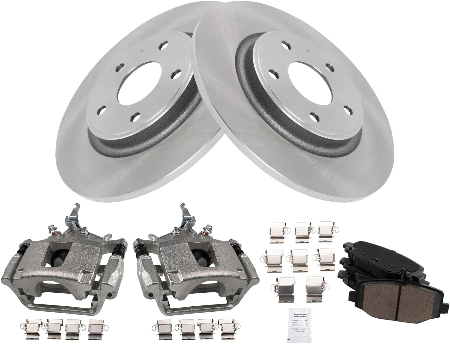 TRQ Rear Brake Pad and Rotor Set Ceramic Rotors Calipers Compatible with 2012-2018 Dodge Journey