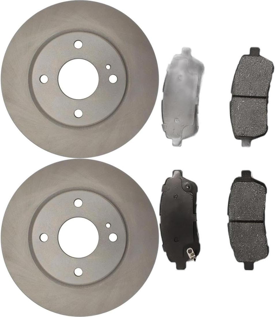 Brake Pads w/Vented Rotors 10.16inch (258mm) for Ford Fiesta 1.6L 2011 2012 2013 2014 2015 2016 2017 2018 2019, for Fiesta 1.0L 2014 2015 2016 2017 6Pcs Front Replacement Brakes Kit