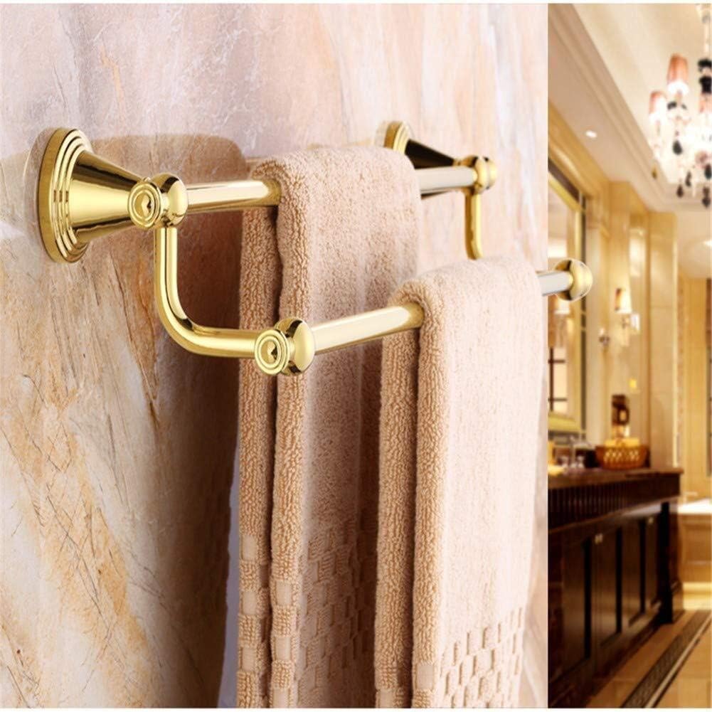 Towel Bar Towel Rack Towel Holder Towel Rod-European Style Bathroom Shelf Bathroom Double Pole Towel Rack Hook Bathroom/Gold/70Cm Bathroom (Color : Gold, Size : 40Cm)
