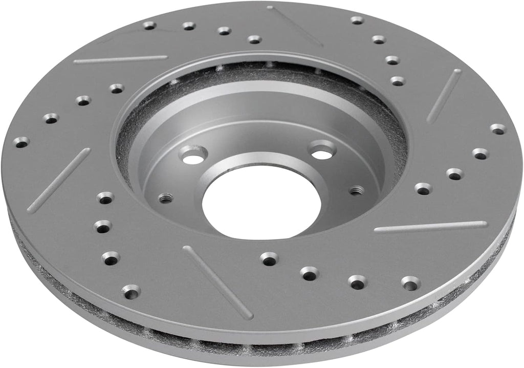 TRQ Performance Front Brake Pad and Rotor Set Ceramic Coated Drilled Slotted Rotors Calipers Compatible with 2006-2011 Hyundai Accent 2006-2011 Kia Rio