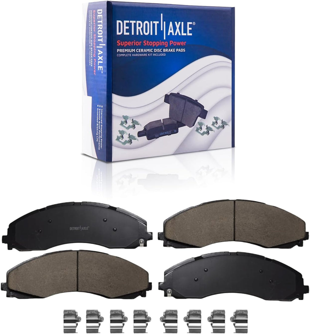 Detroit Axle - Brake Kit for Ford 2017-2021 F-450 F-550 Super Duty 2018-20 Drilled and Slotted Disc Brakes Rotors Ceramic Pads Replacement: 15.39' Front 15.75' Rear Rotor
