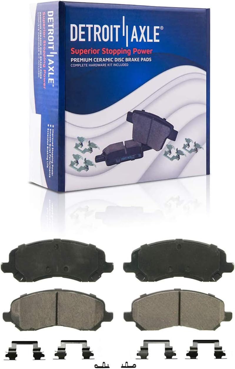 Detroit Axle - Front Disc Rotors Brake Pads Left Caliper Replacement for Chrysler 200 Sebring Dodge Avenger Caliber Jeep Patriot Compass - 5pc Set