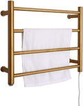 Wall-Mounted Electric Towel Radiator, Gold Heated Towel Warmer and Drying Towel Rack with 4 Bars,Straight Stainless Steel Heater Towel Rack for Bathroom (Ba