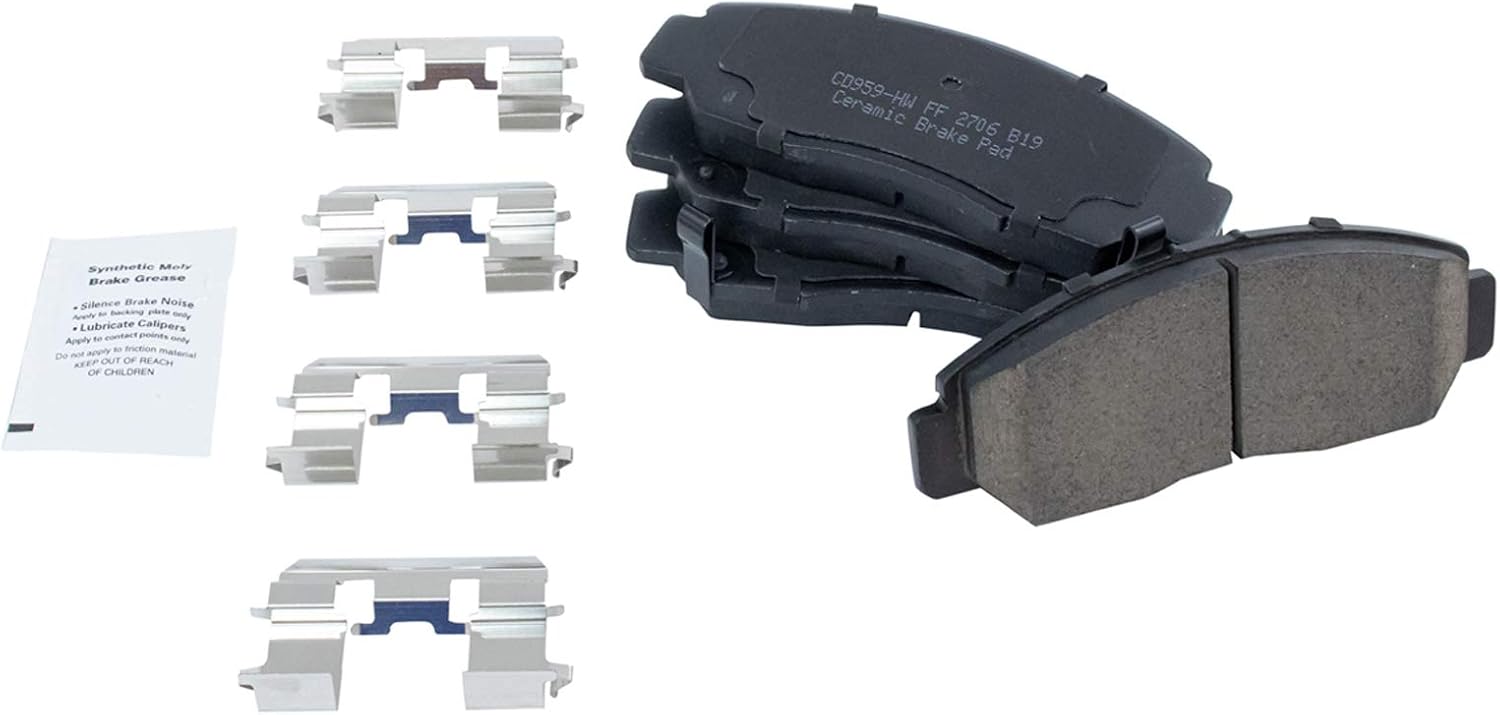 TRQ Front Brake Pad and Rotor Set Ceramic Vented Rotors Calipers Hoses Compatible with 2003-2007 Honda Accord