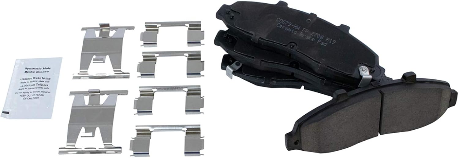 TRQ Front Brake Pad and Rotor Set Ceramic Rotors Calipers Hoses Compatible with 1999-2003 Ford F-150 2004 F-150 Heritage