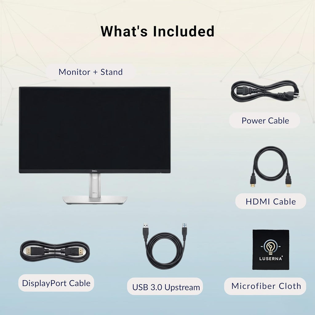 Dell P2425H Computer Monitor Screen 24' 16:9 IPS Display with Stand - 100Hz Full HD, 1920 x 1080 with DisplayPort, HDMI, USB 3.0 Upstream & Power Cable - New