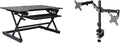 Rocelco 40' Large Height Adjustable Standing Desk Converter with Dual Monitor Mount BUNDLE - Quick Sit Stand Up Computer Workstation Riser - Retractable Keyboard Tray - Black (R DADRB-40-DM2)
