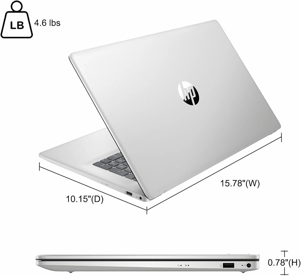 HP 17 Business Laptop 17.3' HD+ Touchscreen AMD 6-core Ryzen 5 7430U (Beats i7-1255U) 16GB RAM 1TB SSD Type-C Fast Charge Long-Lasting Battery Win11Pro ICP Hub