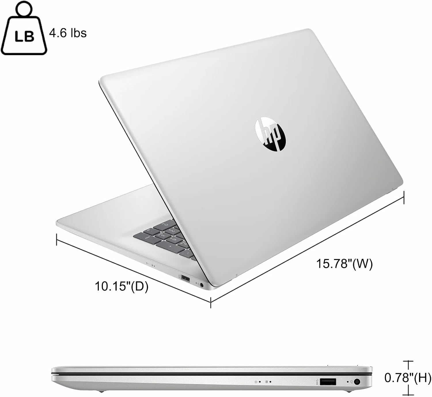 HP 17 Business Laptop 17.3' HD+ Touchscreen AMD 6-core Ryzen 5 7430U (Beats i7-1255U) 32GB RAM 1TB SSD Type-C Fast Charge Long-Lasting Battery Win11Pro ICP Hub
