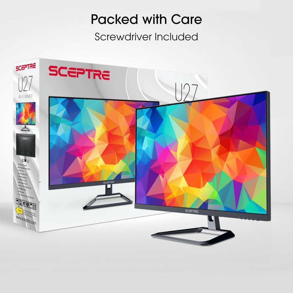 Sceptre 4K IPS 27' 3840 x 2160 UHD Monitor up to 70Hz DisplayPort HDMI 99% sRGB Build-in Speakers, Black 2021 (U275W-UPT)
