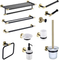 Brushed Gold & Black Stainless Steel Clothes Hook Toilet Soap Pot Paper Towel Holder Cup Holder Bathroom Accessories(Towel Rack)