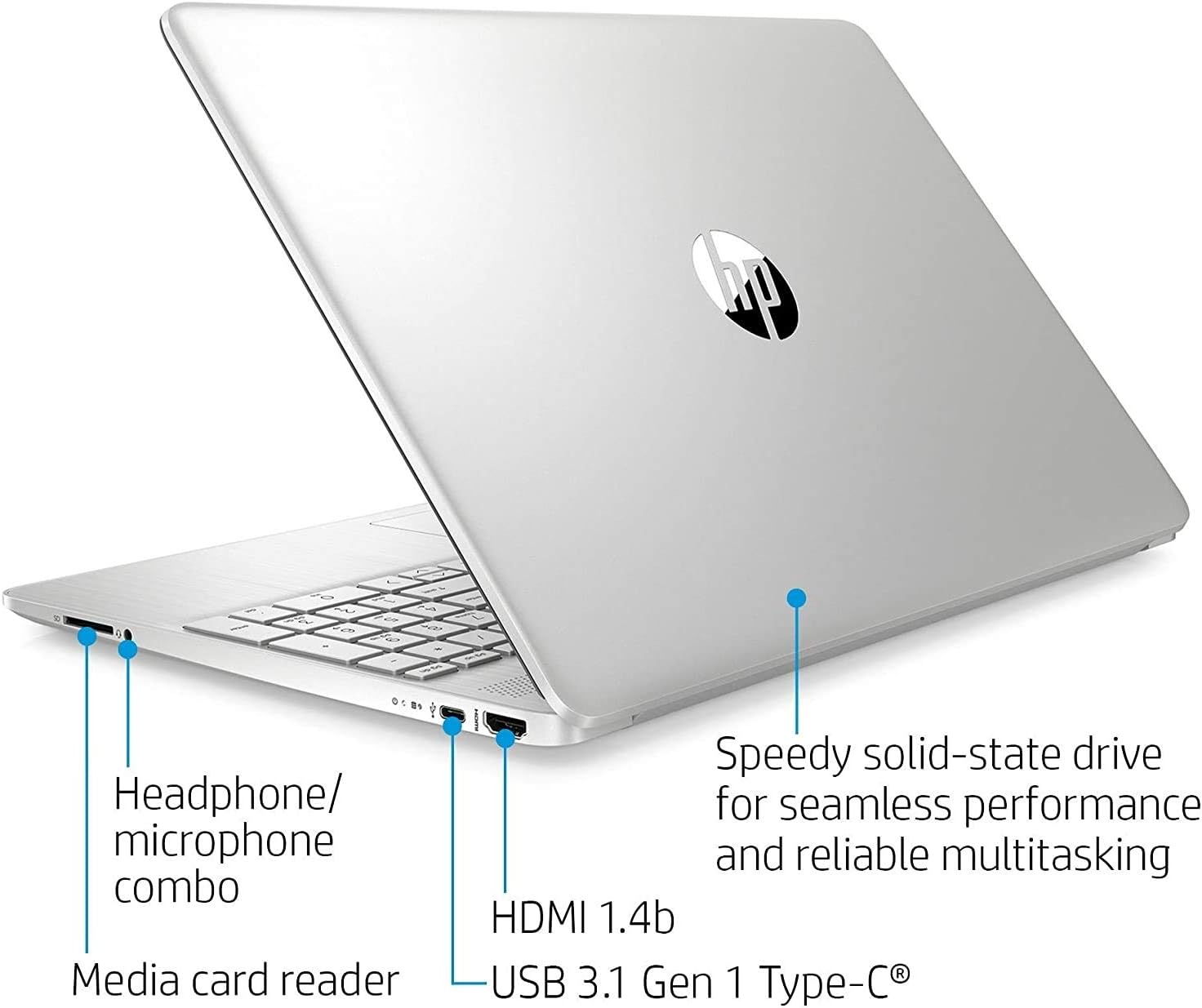 HP Laptop 15-dy1079ms (Core i7-1065G7) 15.6 Full HD 1920x1080 IPS touchscreen 12GB DDR4 Ram, 256GB SSD, Webcam, HDMI, Silver, Windows 10 Home
