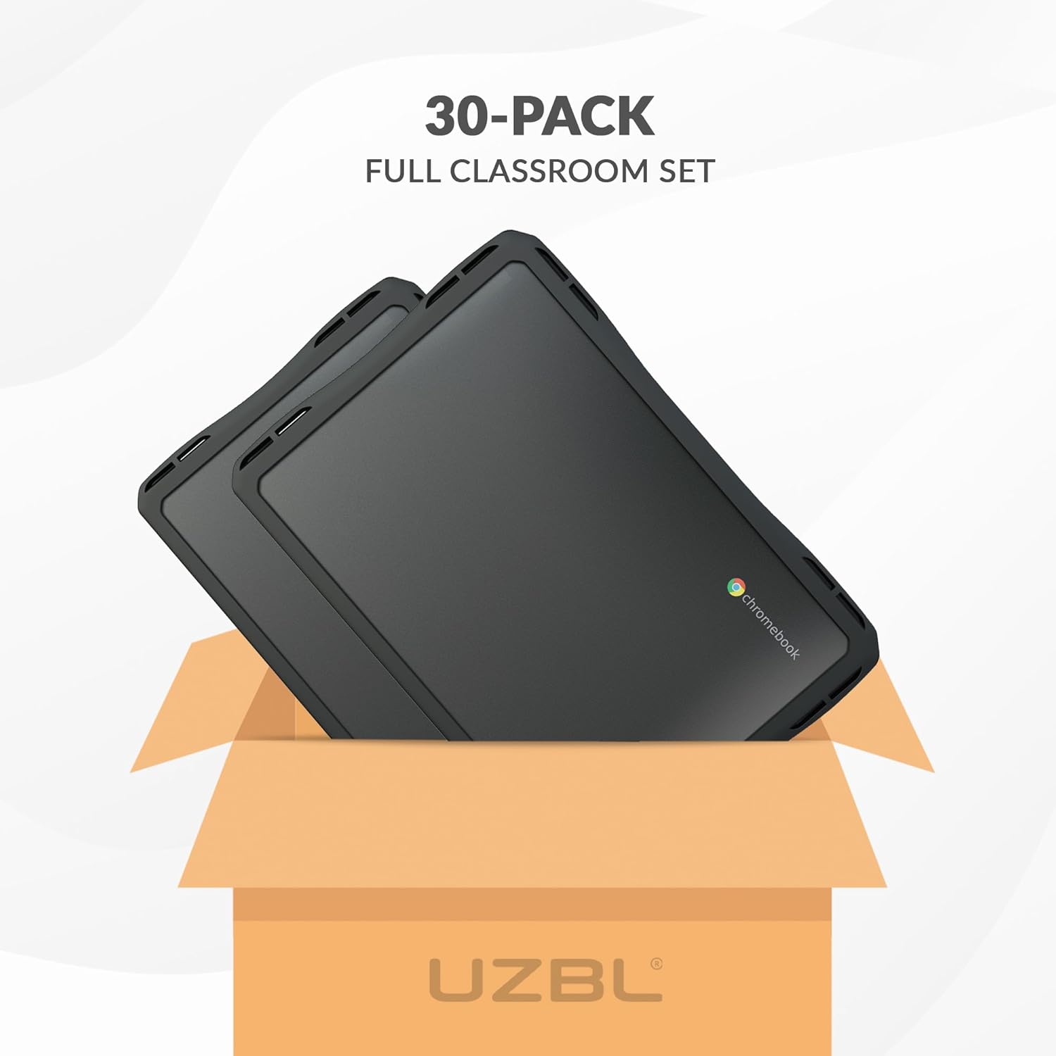 UZBL Air Hard Shell Case for HP Chromebook Fortis Flip G1i, Clear, Student-Proof K-12 Protective Clear Cover (30-Pack)