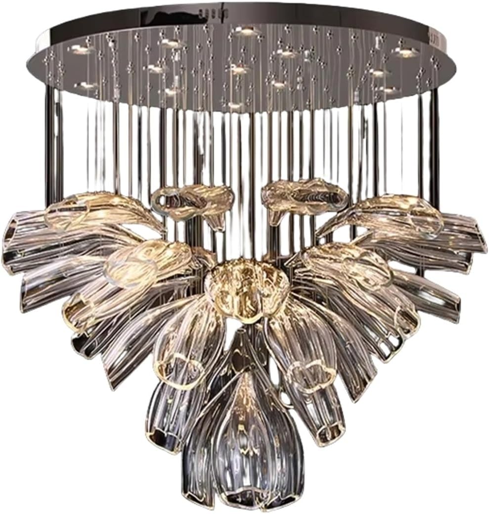 Modern Luxury Crystal LED Chandelier Living Room Restaurant Hotel Lobby Villa Glass Chandelier Gold and Silver Color Decorative Light,Dining Light Fixtures