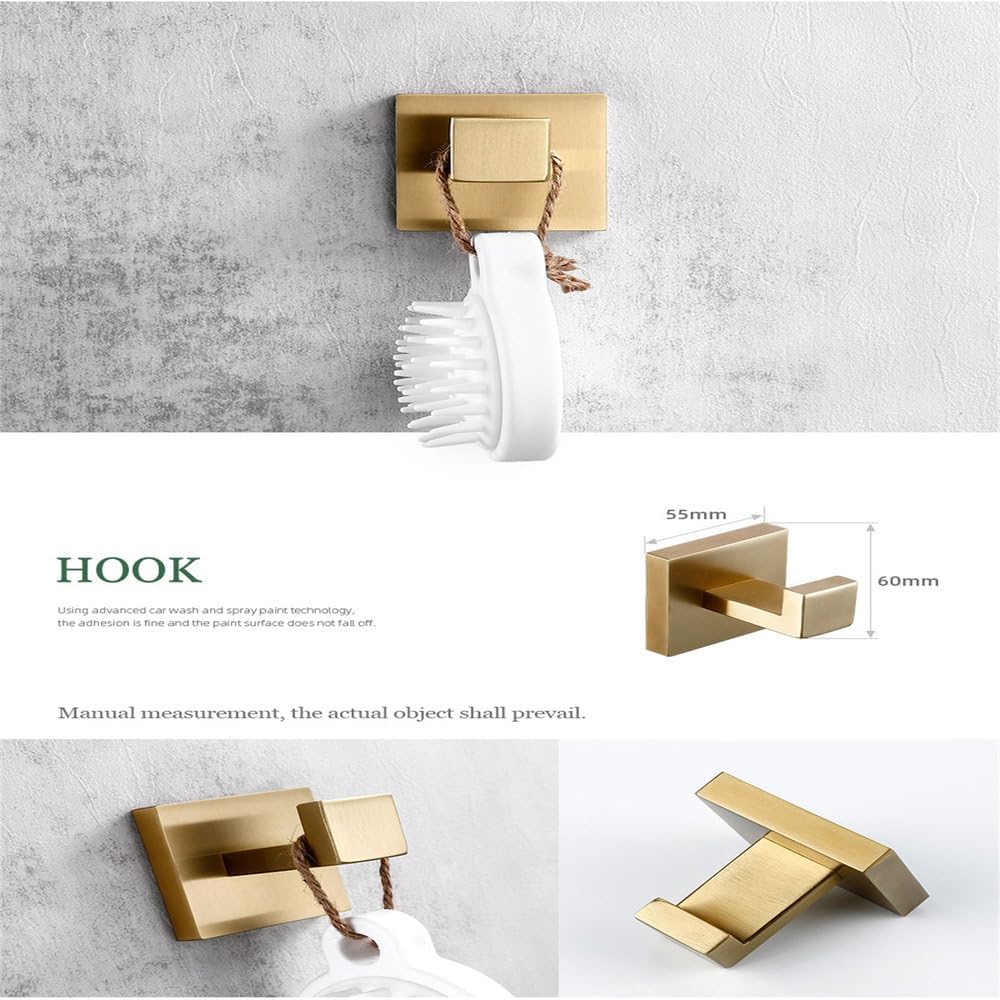 Matte Gold Towel Rack 304 Stainless Steel Towel Bar Double Towel Shelf Paper Holder Tissue Holder Toilet Brush Holder,Double Bar,40,01