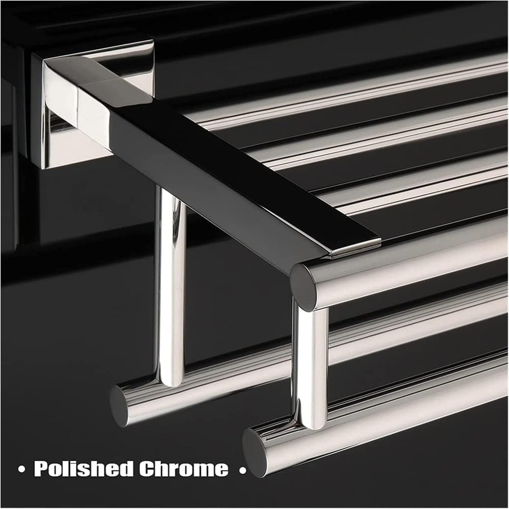 Towel Rail Bathroom Wall Mounted Towel Holder,Double Towel Holder with 2 Bars Bathroom Shelf,Brushed Bathroom,Wall Mounted Hanger Storage/Gold/A, Grey Wolf (Matte Black Grey Wolf)