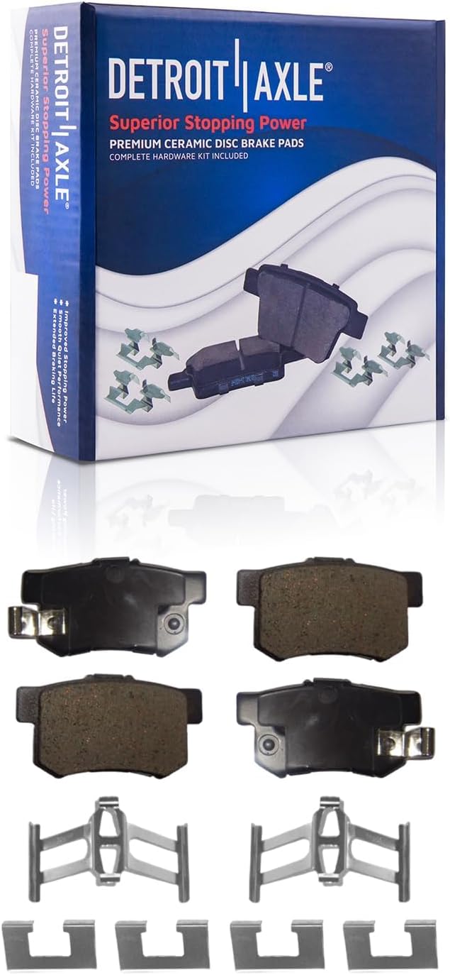Detroit Axle - Brake Kit for 04-08 TL Drilled & Slotted Brake Rotors 2004 2005 2006 2007 2008 Ceramic Brakes Pads Front and Rear Replacement