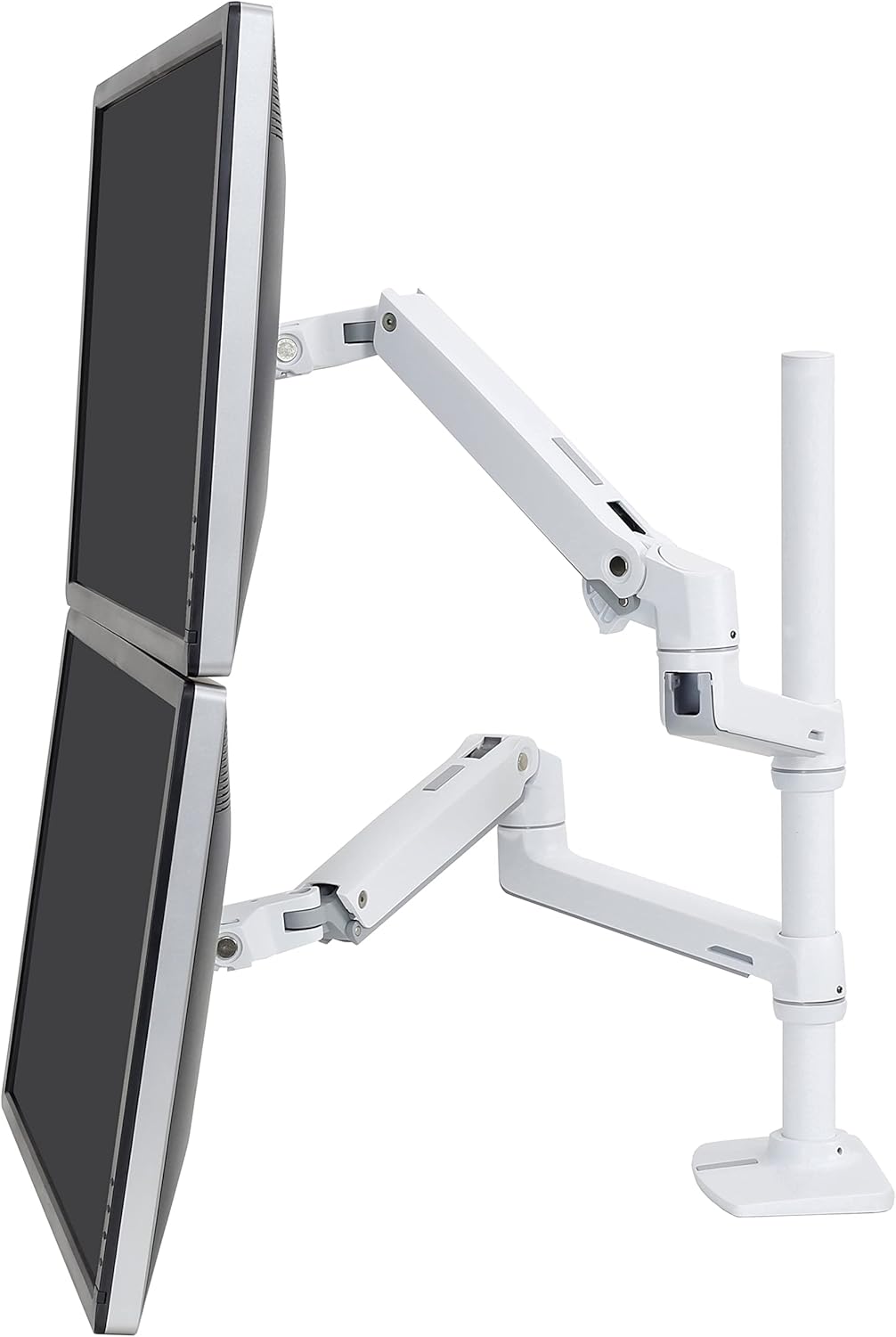 Ergotron – LX Vertical Stacking Dual Monitor Arm, VESA Desk Mount – for 2 Monitors Up to 40 Inches, 7 to 22 lbs Each – Tall Pole, White