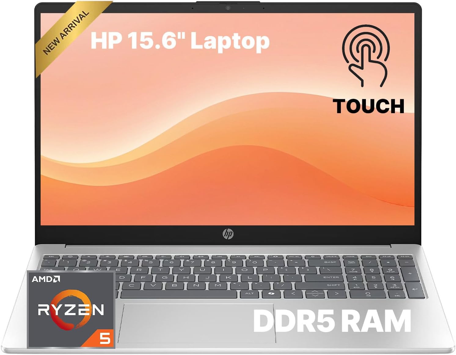 HP 15.6' FHD Touchscreen Business Laptop • 2026 Edition • AMD Ryzen 5 7520U • 8GB LPDDR5 • 256GB PCIe SSD • Copilot AI • Wi-Fi 6 • Numeric Keypad • Windows 11 • w/o Mouse
