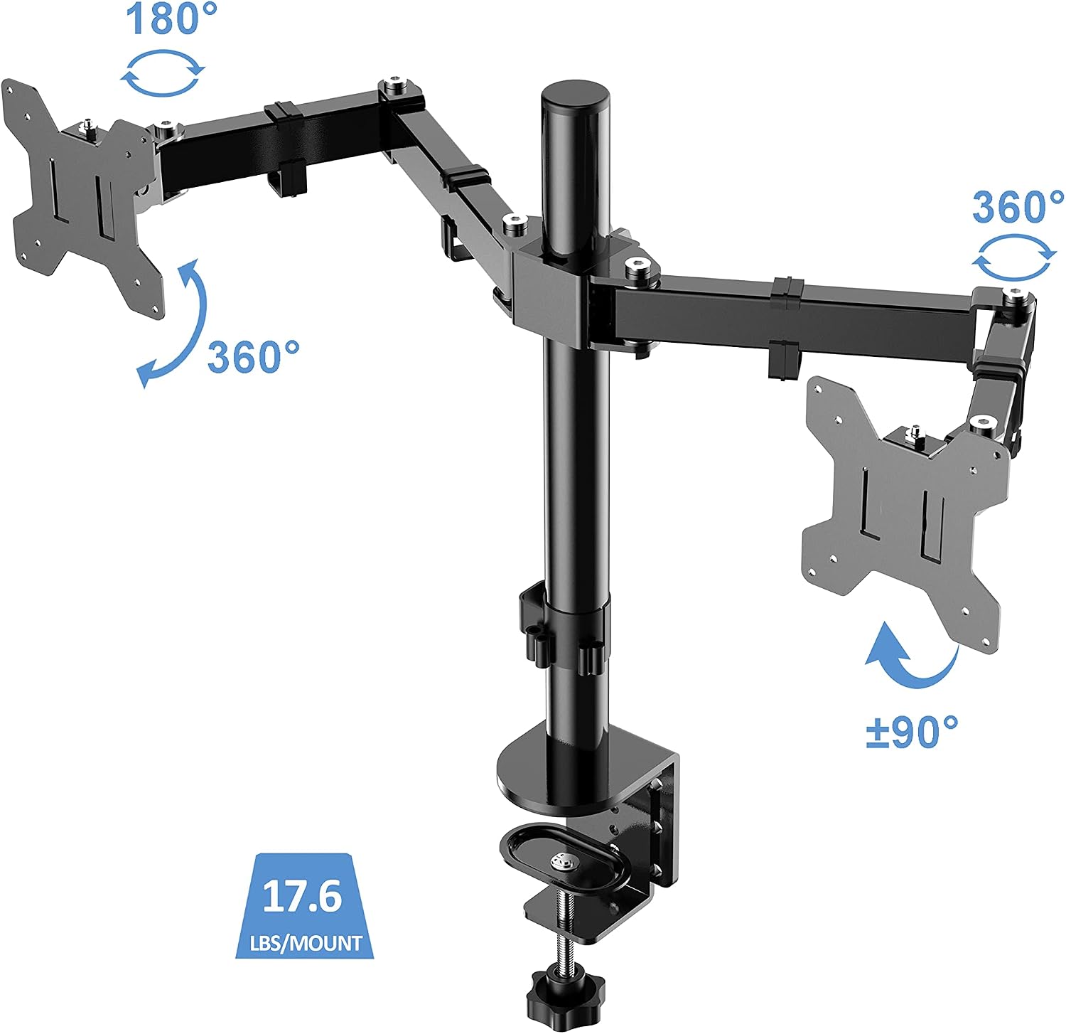 Rocelco 40' Large Height Adjustable Standing Desk Converter with Dual Monitor Mount BUNDLE - Quick Sit Stand Up Computer Workstation Riser - Retractable Keyboard Tray - Black (R DADRB-40-DM2)