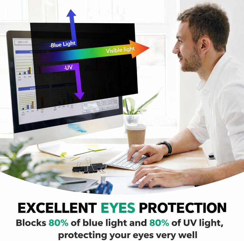 10 Pack 32 inch Computer Privacy Screen Filter for 16:9 Aspect Ratio Widescreen Monitor,32in Curved Computer Monitor Privacy Shield Anti Glare Eye Protection, Anti-Scratch Removable Protector Film