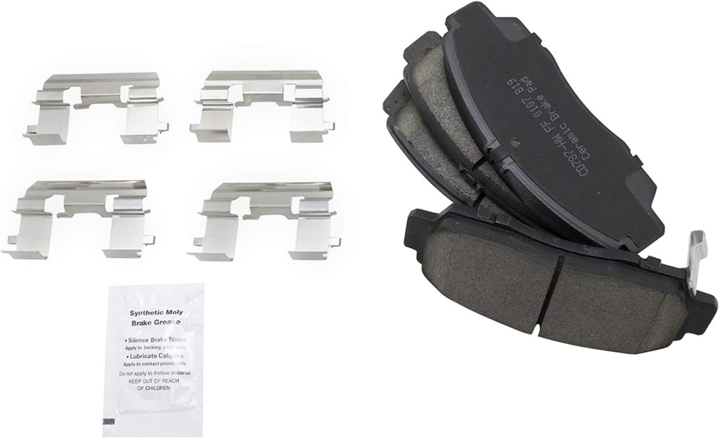 TRQ Front Brake Pad and Rotor Set Ceramic Rotors Calipers Hoses Compatible with 2003-2007 Honda Accord