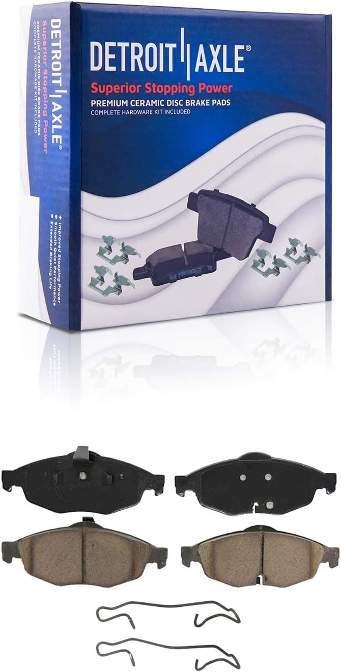 Detroit Axle - Front Brake Kit for 01-06 Dodge Stratus Chrysler Sebring, Wheel Bearing Hubs Front and Rear Disc Brake Rotors Ceramic Brake Pads 2001 2002 2003 2004 2005 2006 Replacement