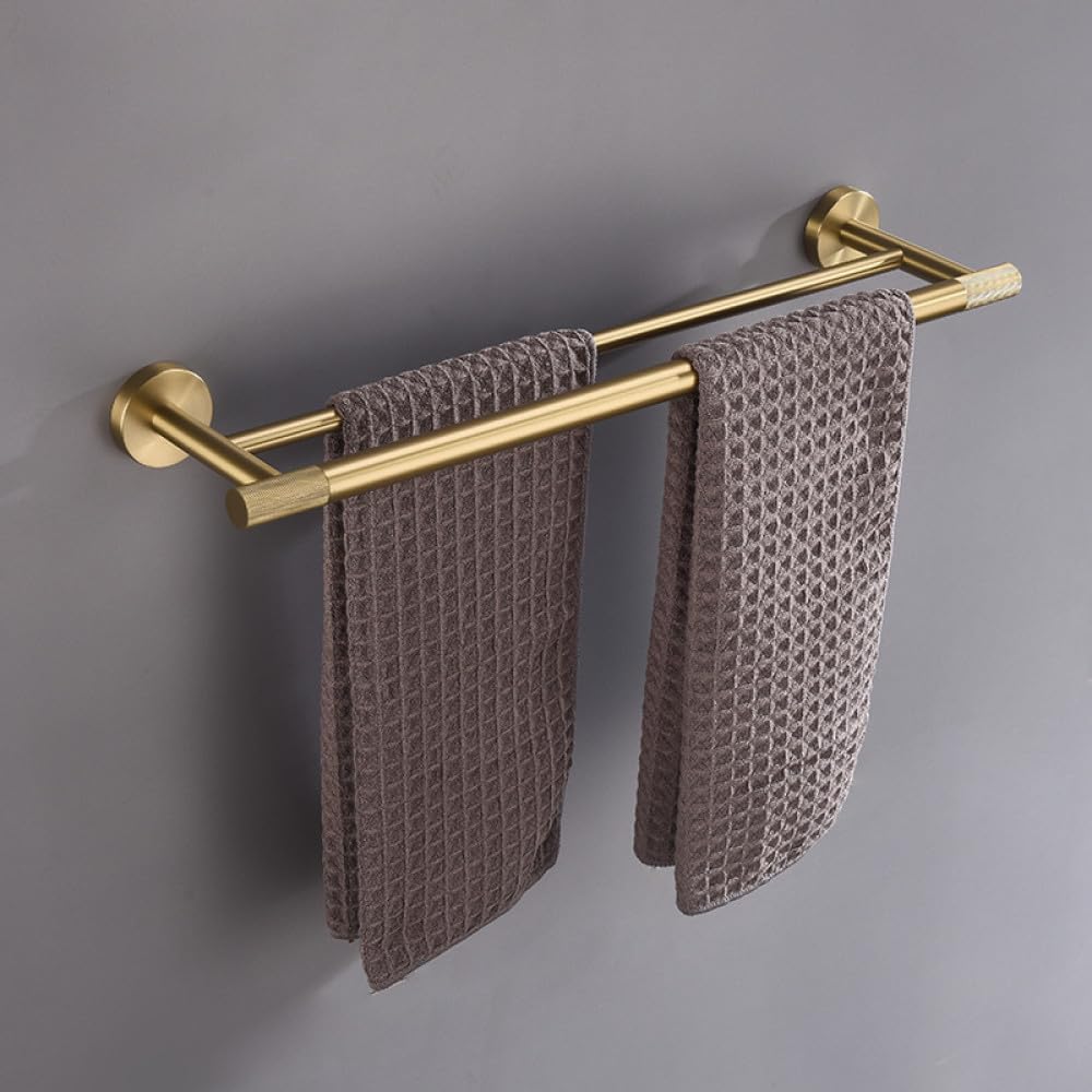 Gold Brushed Bathroom Accessories Hardware Set Towel Bar Rail Paper Holder Robe Hook Soap Dish Towel Hanger Shelf Toilet Brush,Double Towel Bar