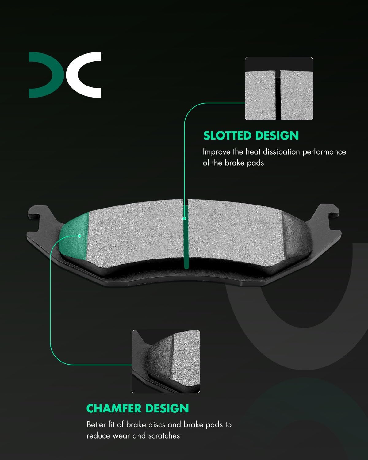 SCITOO Rear 13.86' 5/Lugs Brake Pads and Rotors Kits Fit For Chrysler Aspen 2007-2009,For Dodge For Durango 2004-2009,For Dodge Ram 1500 2002-2010,For Ram 1500 2011-2018