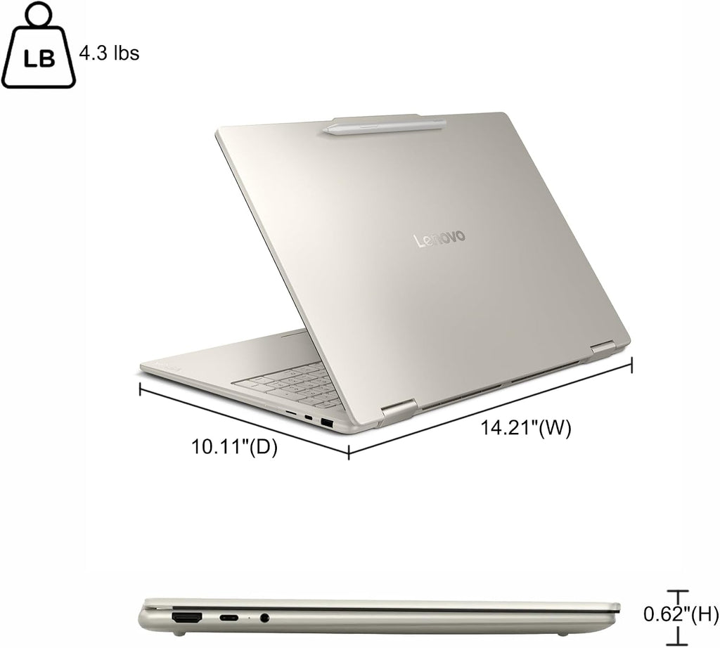 Lenovo Yoga 7 2-in-1 Laptop 16' WUXGA IPS Touch (Glossy Anti-Fingerprint) AMD 8-core Ryzen AI 5 340 (Up to 50 AI Tops) 16GB RAM 512GB SSD for Creator Business Professional Win11Pro ICP Hub