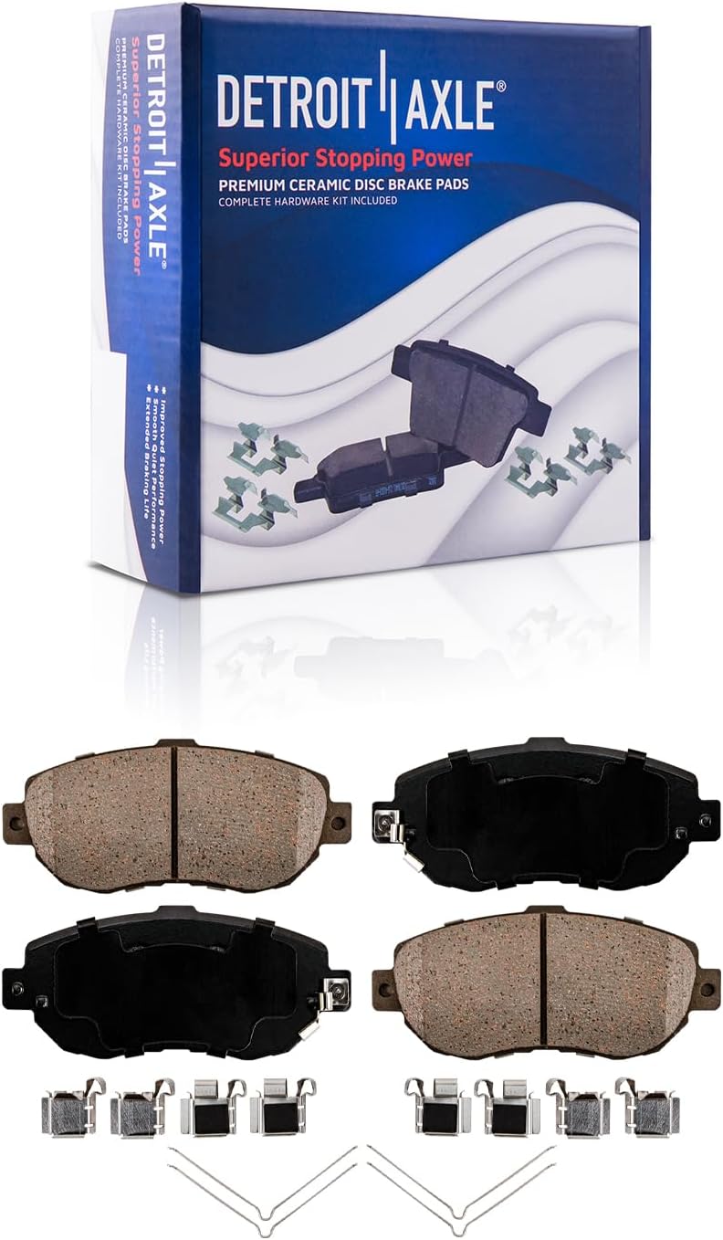 Detroit Axle - Front Brake Kit for 93-05 Lexus GS300 GS430 GS400 IS300 02-10 SC430 Drilled Slotted Brake Rotors 1993 1994 1995 1996 1997 1998 1999 2000 2001 2002 2003 2004 2005 Ceramic Brakes Pads