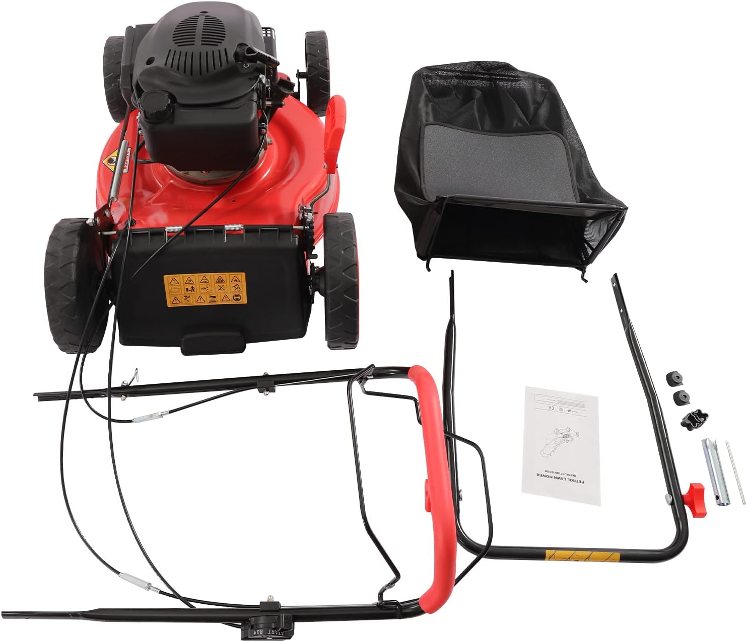 Lawn Mower, Self-Propelled Gas Powered Lawn Mower- 5HP 140CC 4-Stroke Engine, 20-Inch Cutting Width, w/8 Adjustable Heights & 15.9Gal Grass Bag, for Large Lawns, Gardens & Landscaping