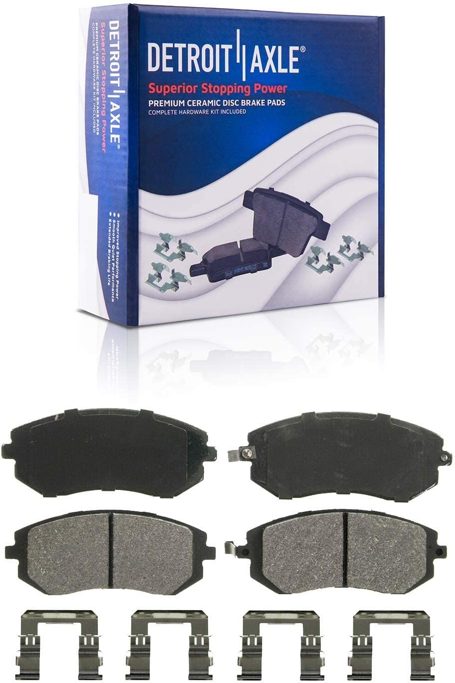 Detroit Axle - Brake Kit for Subaru Forester Impreza Outback Legacy, 11.54'' inch Front and 11.26'' inch Rear Disc Brake Rotors Ceramic Brake Pads Wheel Lug Nuts Replacement