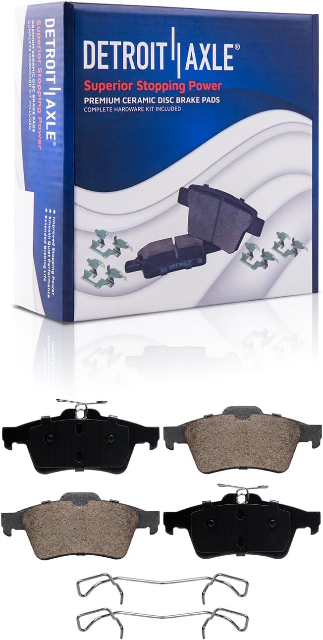 Detroit Axle - Brake Kit for 2006-2013 Mazda 3 2010-2013 Mazda 3 Sport, Drilled & Slotted Brake Rotors and Ceramic Brakes Pads Front and Rear 2011 2012 Replacement