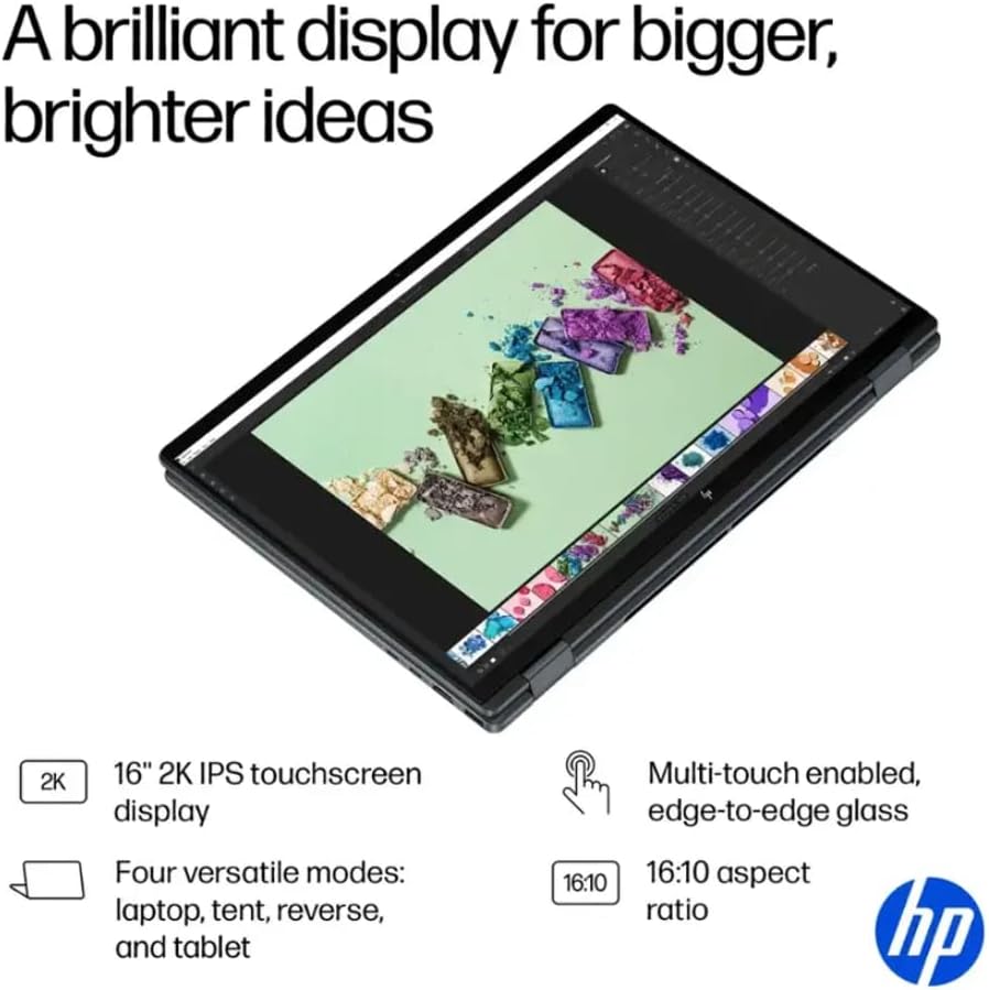 HP 2025 OmniBook X Flip 2-in-1, Copilot+ PC, 16' 2K 400Nits Touch-Screen Laptop, Ultra 7 256V(Beats Ultra 7 155U), 16GB RAM, 1TB SSD, 23H Battery, Win 11, Backlit KB, W/Stylus Pen
